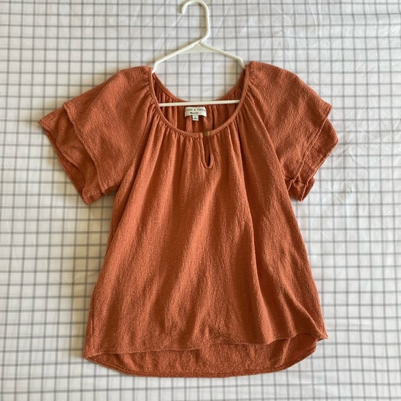 Madewell Tops - Madewell Texture & Thread Orange Crinkle Texture Fall Blouse Top
